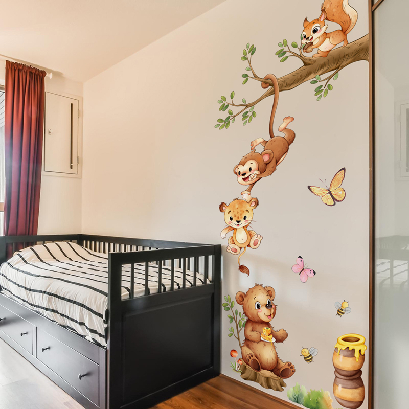 Kids Education Room - Ветки животных, милая обезьяна, бабочка, пчела,