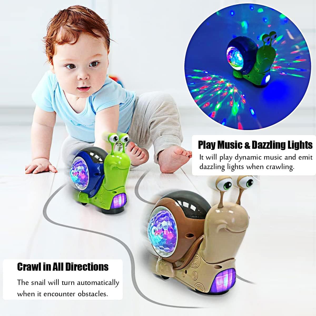 Kids Education Phone - Интерактивная музыкальная игрушка-улитка для малышей: ползающая,